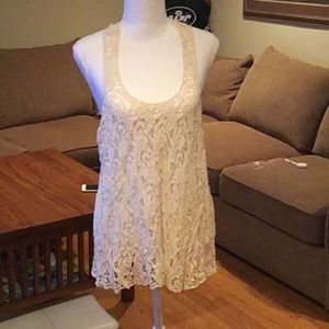 Cotton lace racer back tank top